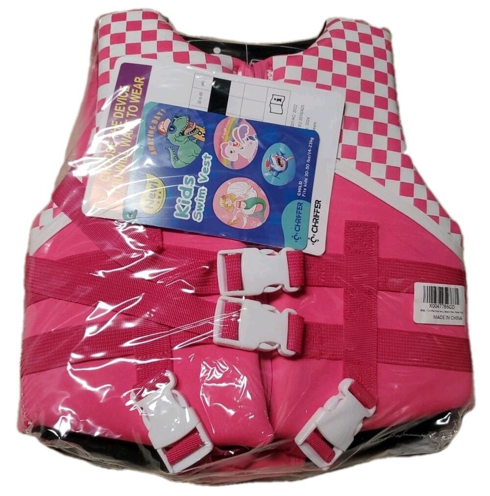 Chriffer Kids Swim Vest 30‑50 lbs Boys Girls Easy On/Off Zipper Safety Float